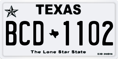 TX license plate BCD1102