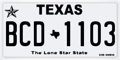 TX license plate BCD1103