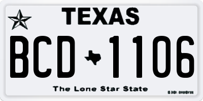 TX license plate BCD1106