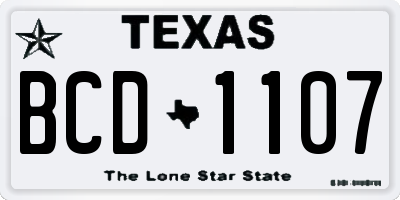 TX license plate BCD1107