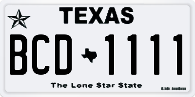 TX license plate BCD1111
