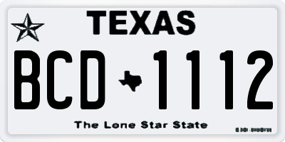 TX license plate BCD1112