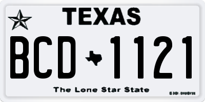 TX license plate BCD1121