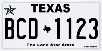 TX license plate BCD1123