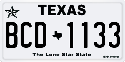 TX license plate BCD1133