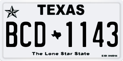 TX license plate BCD1143