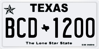 TX license plate BCD1200