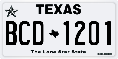 TX license plate BCD1201