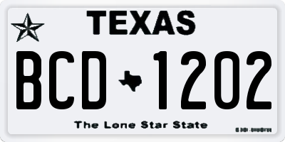 TX license plate BCD1202