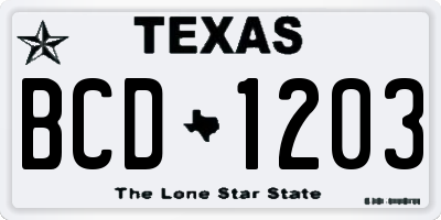TX license plate BCD1203