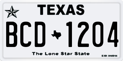 TX license plate BCD1204