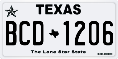 TX license plate BCD1206