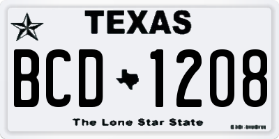 TX license plate BCD1208