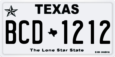 TX license plate BCD1212