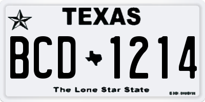 TX license plate BCD1214