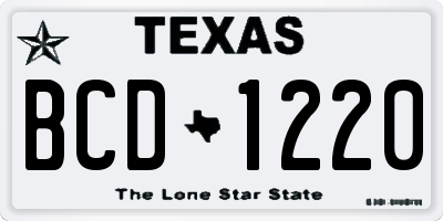 TX license plate BCD1220