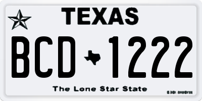 TX license plate BCD1222