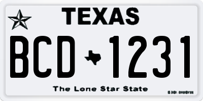 TX license plate BCD1231