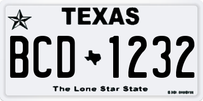 TX license plate BCD1232
