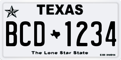 TX license plate BCD1234