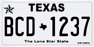 TX license plate BCD1237