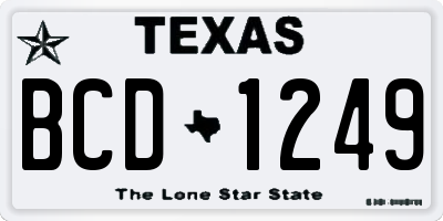 TX license plate BCD1249