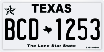 TX license plate BCD1253