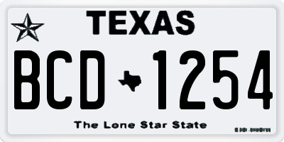 TX license plate BCD1254