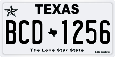 TX license plate BCD1256
