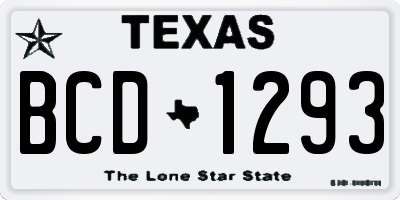 TX license plate BCD1293