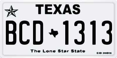 TX license plate BCD1313