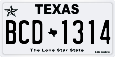 TX license plate BCD1314