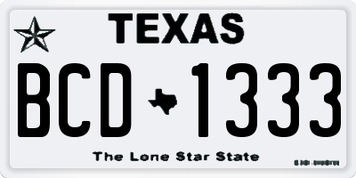 TX license plate BCD1333