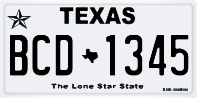TX license plate BCD1345