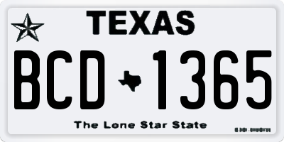 TX license plate BCD1365