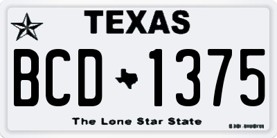 TX license plate BCD1375