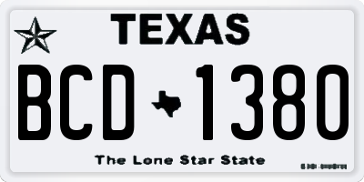 TX license plate BCD1380