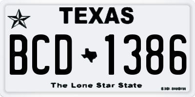 TX license plate BCD1386