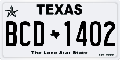 TX license plate BCD1402