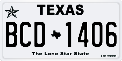 TX license plate BCD1406