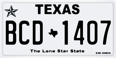 TX license plate BCD1407