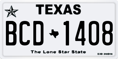 TX license plate BCD1408