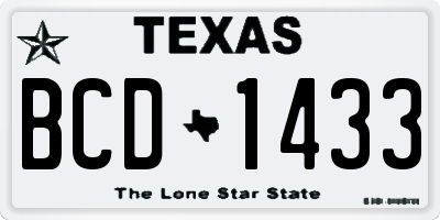 TX license plate BCD1433