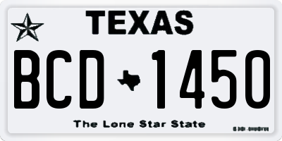 TX license plate BCD1450
