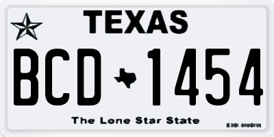 TX license plate BCD1454