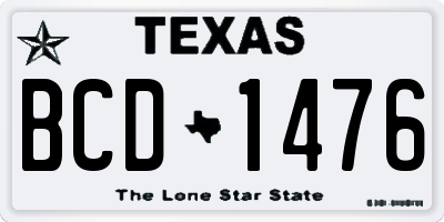 TX license plate BCD1476