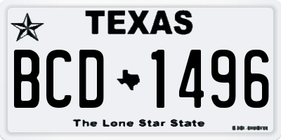 TX license plate BCD1496