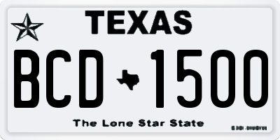 TX license plate BCD1500