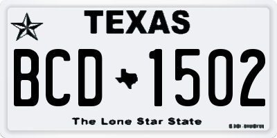 TX license plate BCD1502