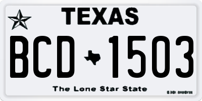 TX license plate BCD1503